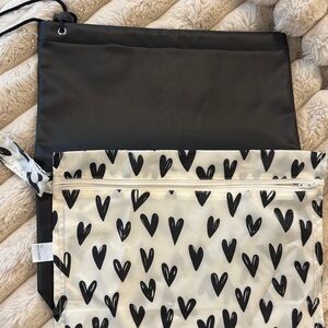 Black and White Heart Print Bags- travel bags